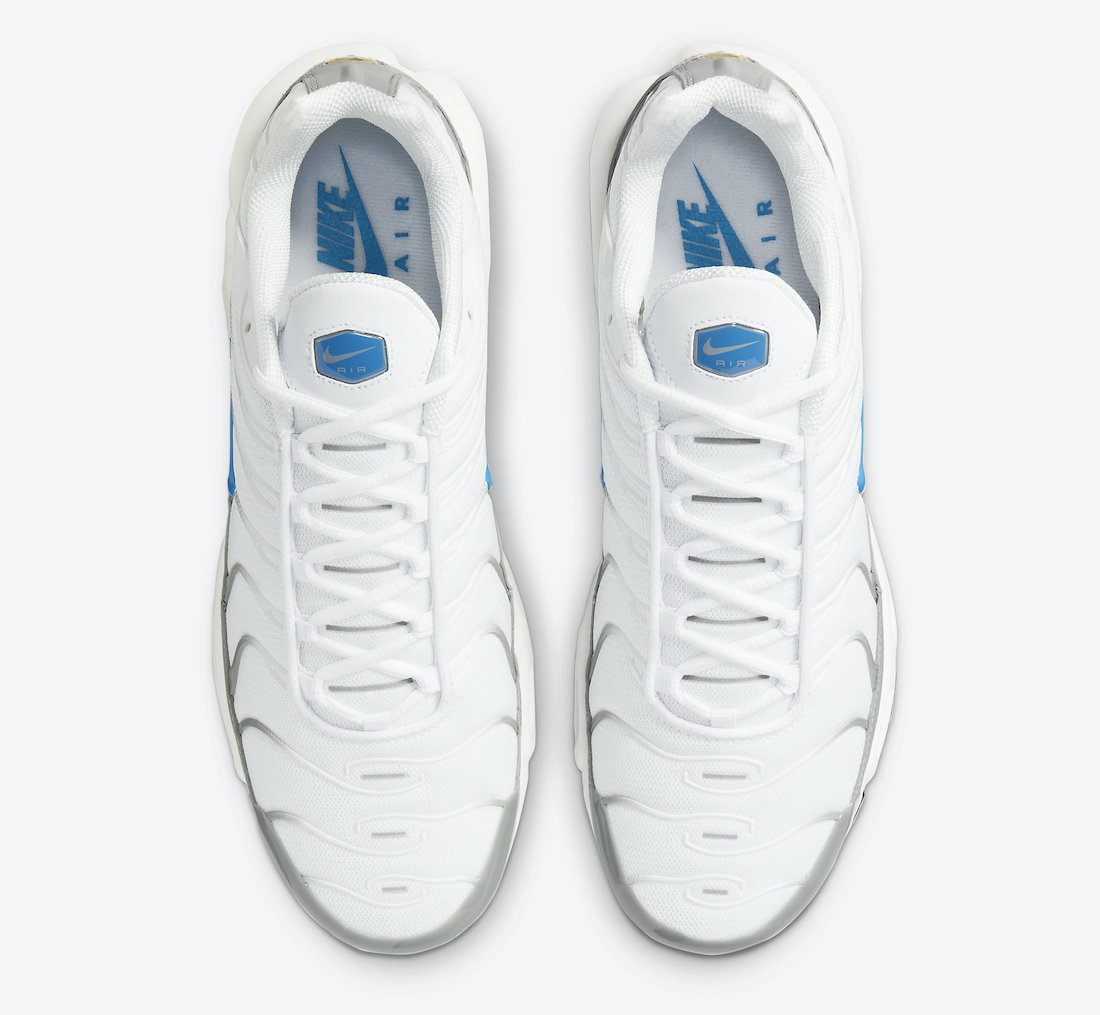 Pánské bílé tenisky Nike Air Max Plus Black/White/Grey-Laser Blue DC0956-100 nízké sportovní boty