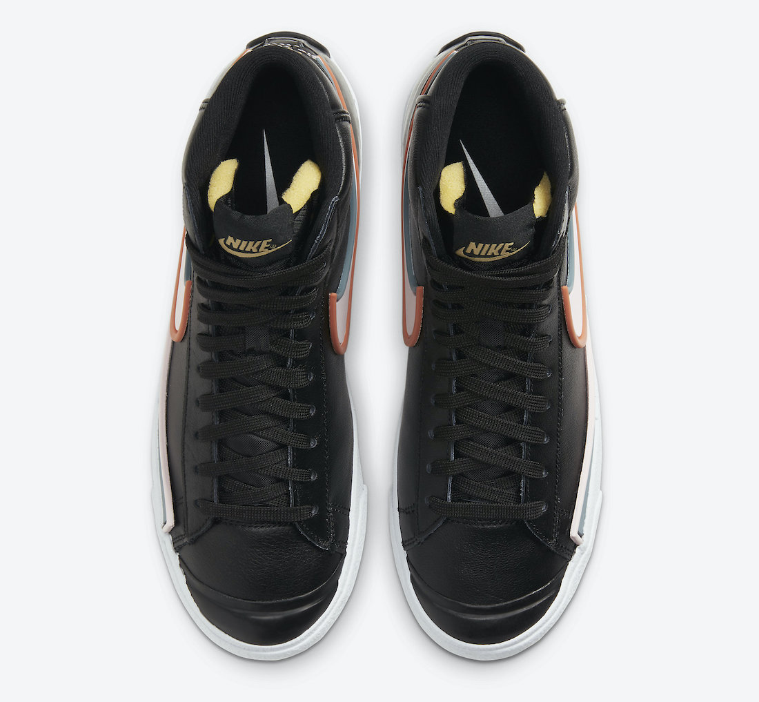 Pánské černé tenisky Nike Blazer Mid D/MS/X White/Black/Metallic Gold-Pink DC1746-001 kožené a vysoké kotníkové boty