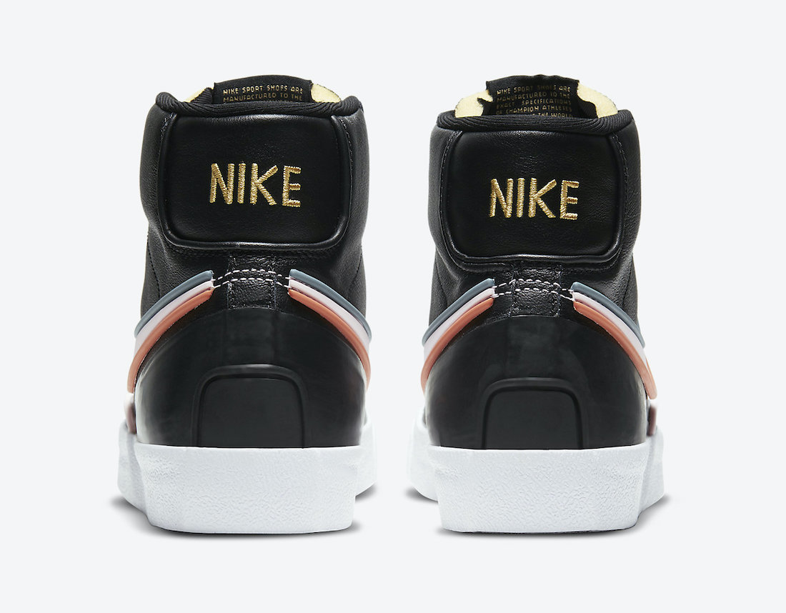 Pánské černé tenisky Nike Blazer Mid D/MS/X White/Black/Metallic Gold-Pink DC1746-001 kožené a vysoké kotníkové boty
