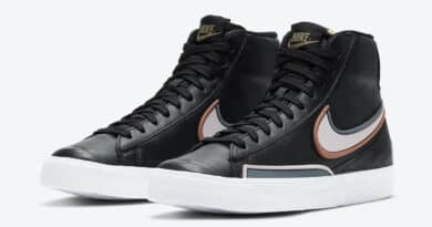 Pánské černé tenisky Nike Blazer Mid D/MS/X White/Black/Metallic Gold-Pink DC1746-001 kožené a vysoké kotníkové boty