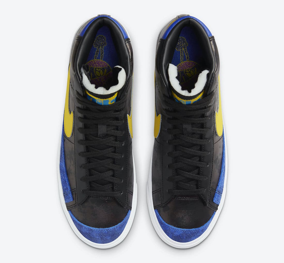 Pánské černé tenisky Nike Blazer Mid White Black Blue Yellow DC1414-001 kožené a vysoké kotníkové boty a obuv Nike
