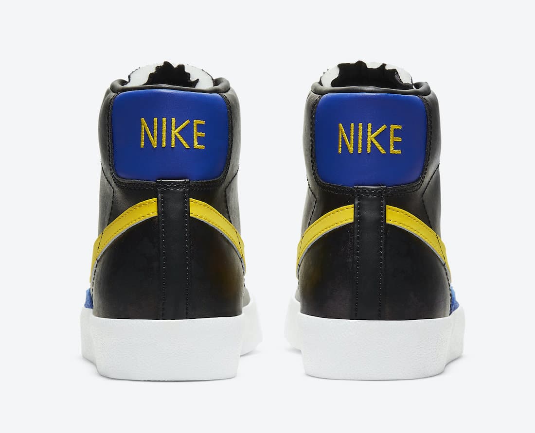Pánské černé tenisky Nike Blazer Mid White Black Blue Yellow DC1414-001 kožené a vysoké kotníkové boty a obuv Nike