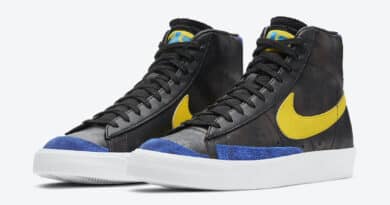 Pánské černé tenisky Nike Blazer Mid White Black Blue Yellow DC1414-001 kožené a vysoké kotníkové boty a obuv Nike