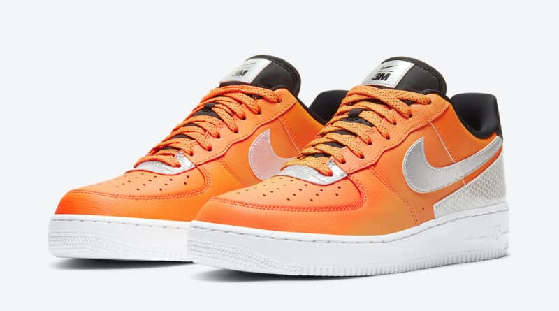 Pánské oranžové tenisky 3M x Nike Air Force 1 Total Orange/Metallic Silver-Black CT2299-800 nízké kožené boty a obuv Nike AF1