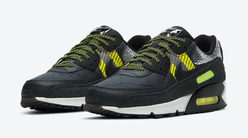 Pánské černé tenisky 3M x Nike Air Max 90 Anthracite/Anthracite-Volt-Black CZ2975-002 nízké sportovní boty a obuv Nike