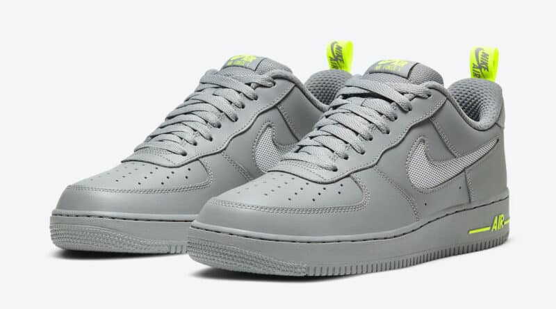 Pánské šedé tenisky Nike Air Force 1 Low Grey Volt DC1429-001 nízké sportovní kožené boty a obuv Nike AF1