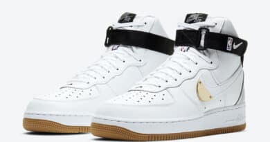 Pánské bílé tenisky Nike Air Force 1 High NBA Pack White Black Grey Gold CT2306-100 kožené a vysoké kotníkové boty a obuv Nike