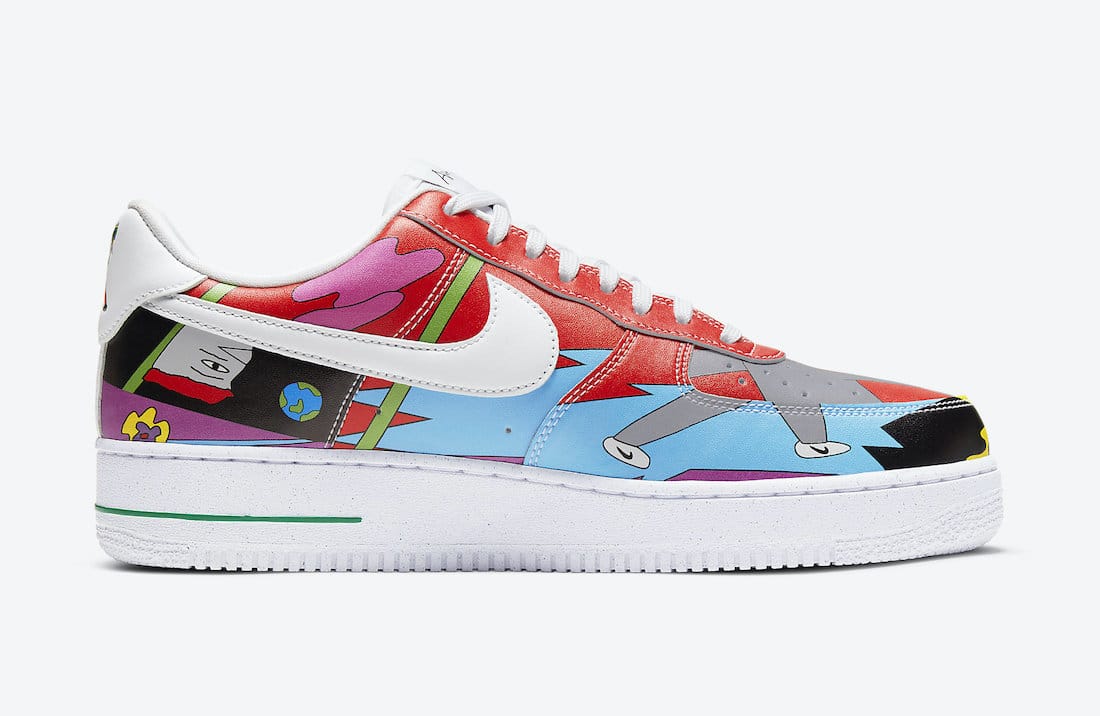 Pánské barevné tenisky Ruohan Wang x Nike Air Force 1 Flyleather White Multi Color CZ3990-900 nízké kožené boty a obuv Nike AF1