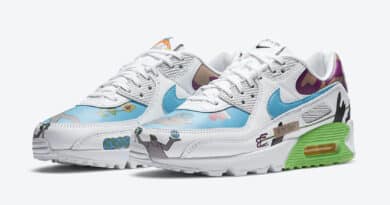 Pánské bílé tenisky Ruohan Wang x Nike Air Max 90 Flyleather White Multi Color CZ3992-900 nízké kožené boty a obuv Nike