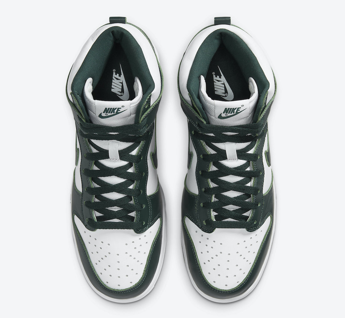 Pánské bílé a zelené tenisky Nike Dunk High SP White/Pro Green CZ8149-100 kožené a vysoké kotníkové boty a obuv Nike