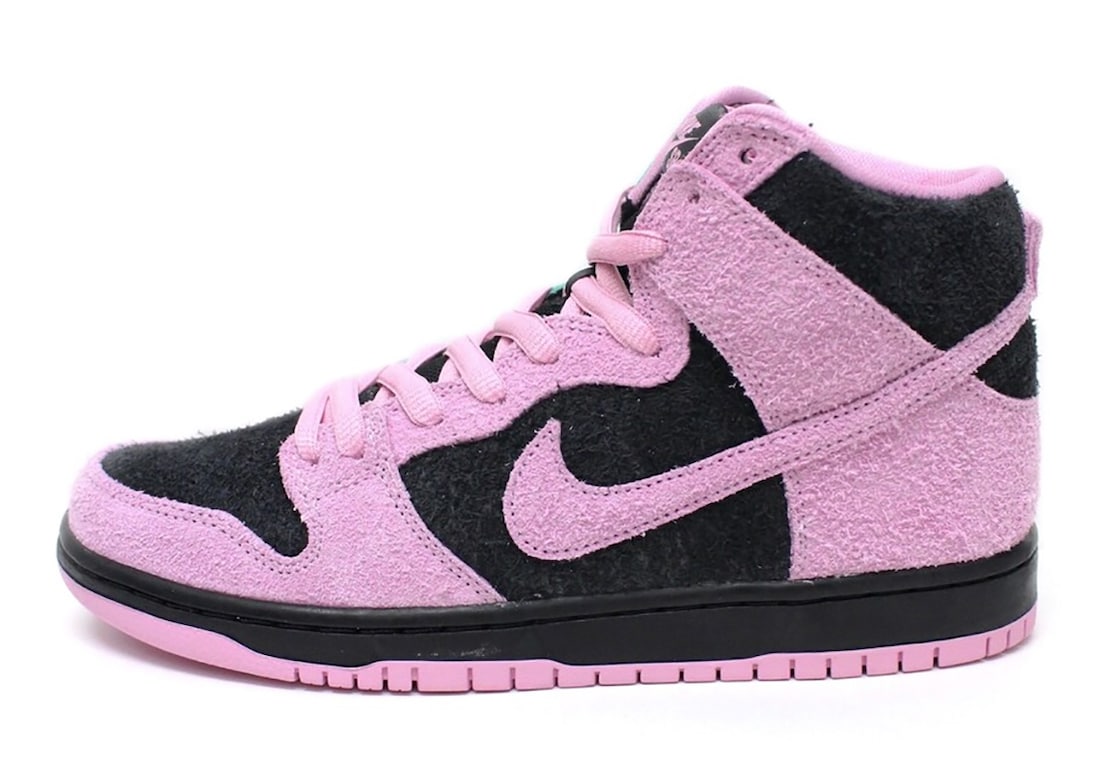 Pánské černé tenisky Nike SB Dunk High Invert Celtics Black/Pink Rise-Lucky Green kožené a semišové kotníkové boty a obuv Nike