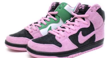 Pánské černé tenisky Nike SB Dunk High Invert Celtics Black/Pink Rise-Lucky Green kožené a semišové kotníkové boty a obuv Nike