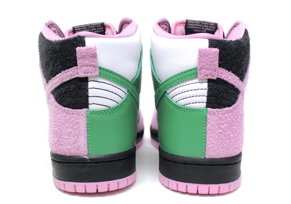 Pánské černé tenisky Nike SB Dunk High Invert Celtics Black/Pink Rise-Lucky Green kožené a semišové kotníkové boty a obuv Nike