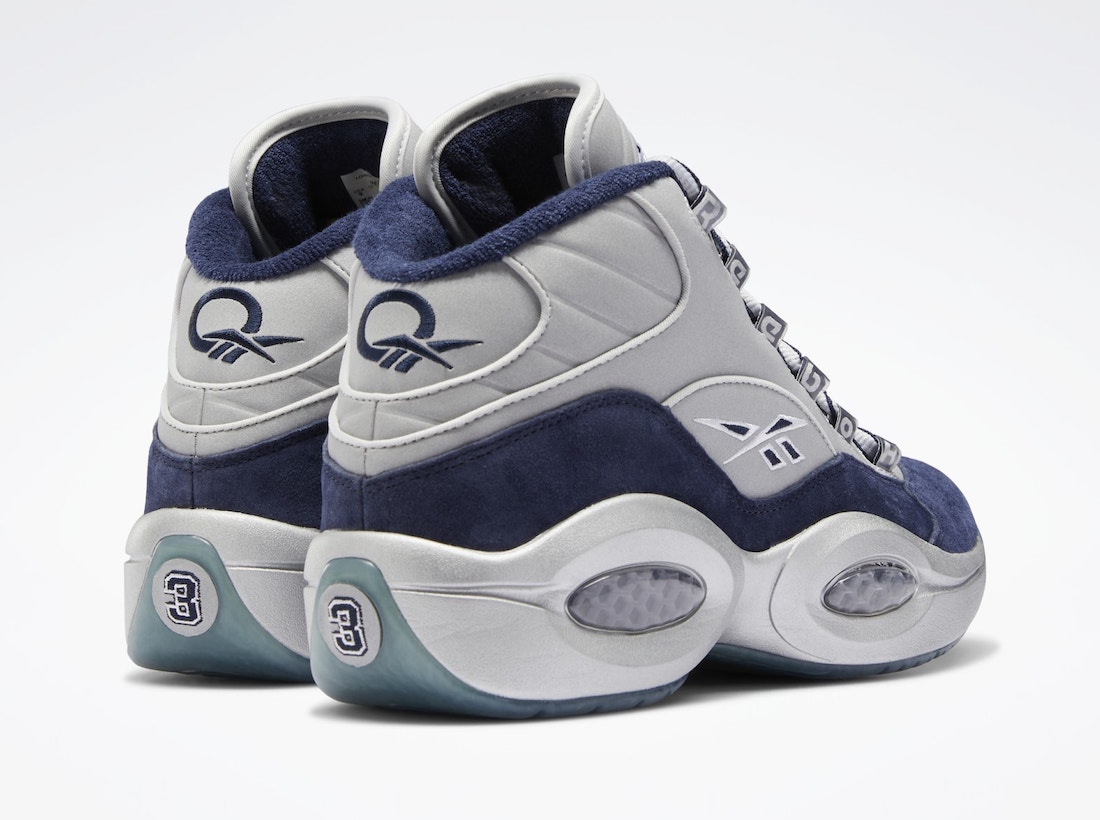 Pánské bílé tenisky Reebok Question Mid Dallas Cowboys Vector Navy/Silver Metallic-White FZ3945 kotníkové basketbalové boty a obuv