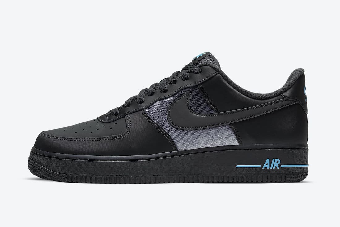 Pánské černé tenisky Nike Air Force 1 Low Black Grey Laser Blue DH2475-001 kožené nízké boty a obuv Nike AF1