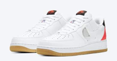 Pánské bílé tenisky Nike Air Force 1 Low NBA Pack White/White-Bright Crimson-Black CT2298-101 kožené nízké boty a obuv Nike AF1