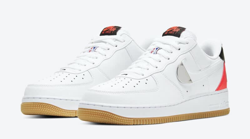 Pánské bílé tenisky Nike Air Force 1 Low NBA Pack White/White-Bright Crimson-Black CT2298-101 kožené nízké boty a obuv Nike AF1