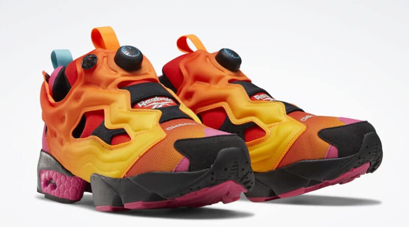 Pánské oranžové tenisky a boty Chromat x Reebok Instapump Fury Solar Orange/Alert Yellow-Black FZ3432 nízké botasky a obuv Reebok