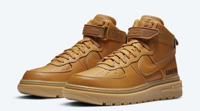 Pánské hnědé tenisky Nike Air Force 1 Gore-Tex Boot Wheat Flax/Flax-Wheat-Gum Light Brown CT2815-200 vysoké kožené boty a obuv Nike AF1