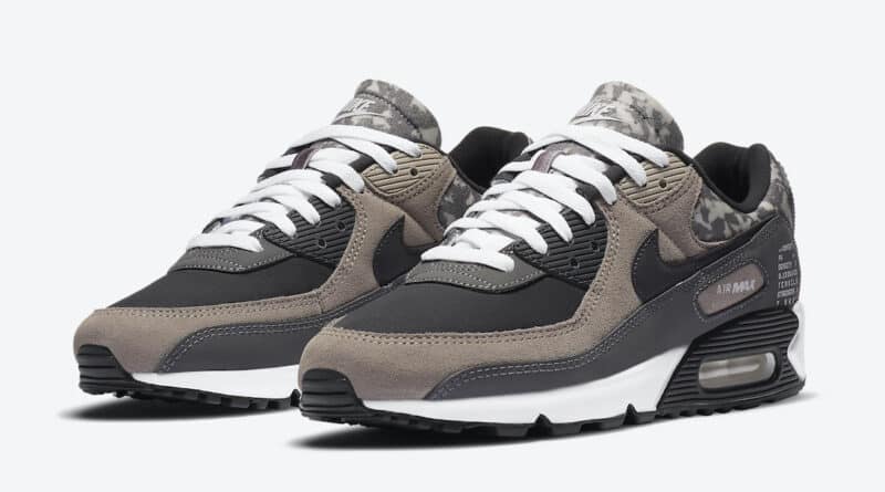 Pánské černé šedé tenisky a boty Nike Air Max 90 SE Enigma Stone/Off Noir-Iron Grey-White CT1688-001 nízké botasky a obuv