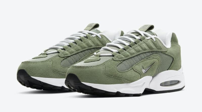 Pánské zelené tenisky a boty Nike Air Max Triax LE White Black Green Suede CT0171-300 sportovní nízké botasky a obuv Nike