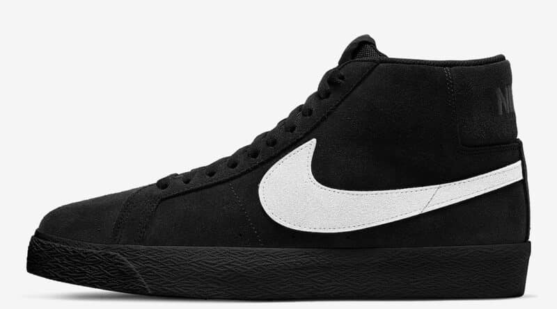 Pánské černé tenisky Nike SB Blazer Mid Black White 864349-007 semišové a vysoké kotníkové boty a obuv Nike