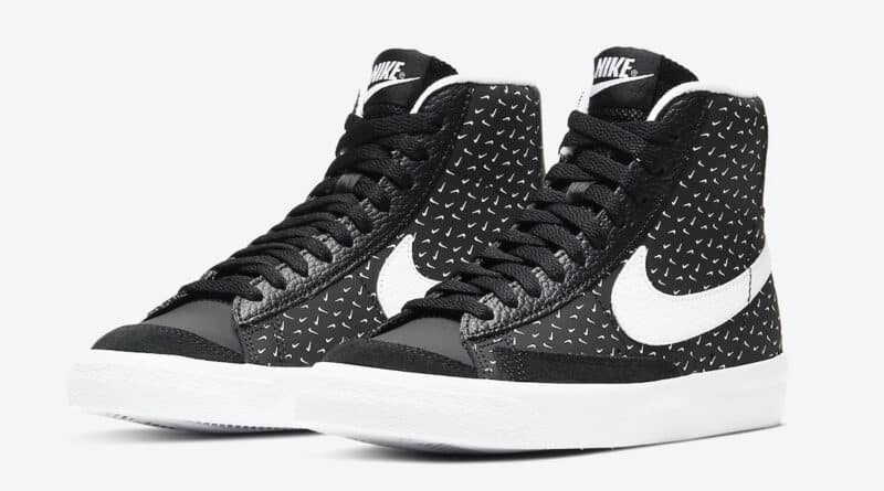 Dětské černé tenisky Nike Blazer Mid GS Polka Swoosh Black/White DC9197-001 kožené a vysoké kotníkové boty a obuv Nike