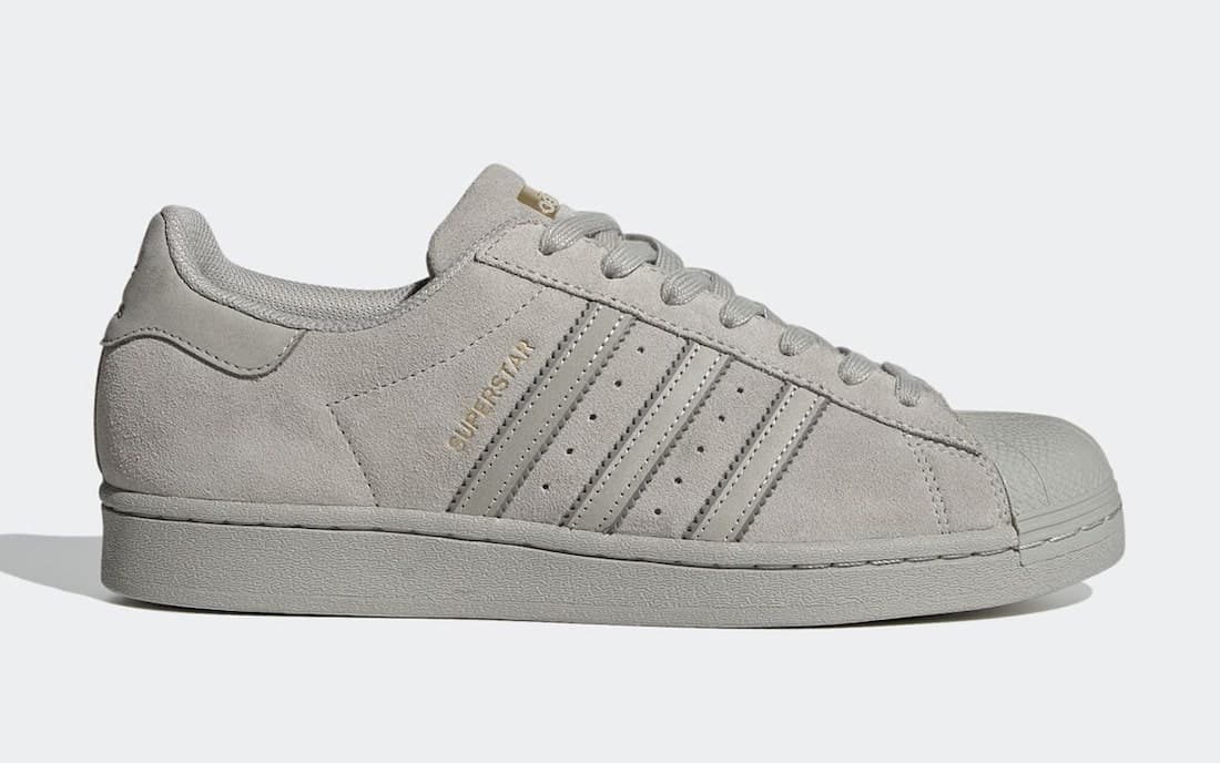 Pánské šedé tenisky a boty adidas Superstar Grey Suede Metal Gray/Dub Gray FY2321 semišové nízké botasky a obuv adidas