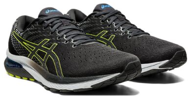 Pánské černé šedé tenisky a boty Asics Gel-Cumulus 22 (2E) Graphite Grey/Lime Zest 1011A860-020 nízké běžecké botasky a obuv Asics