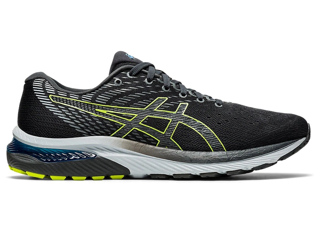 Pánské černé šedé tenisky a boty Asics Gel-Cumulus 22 Graphite Grey/Lime Zest 1011A862-020 nízké běžecké botasky a obuv Asics