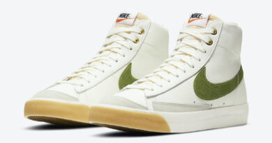 Pánské bílé tenisky Nike Blazer Mid ’77 White/Grey/Gold-Green DC1706-100 kožené a vysoké kotníkové boty a obuv Nike