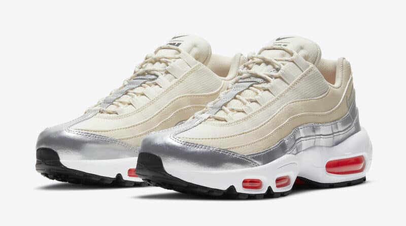 Pánské krémové tenisky a boty 3M x Nike Air Max 95 Cream Metallic Silver White Red CT1935-100 nízké botasky a obuv Nike