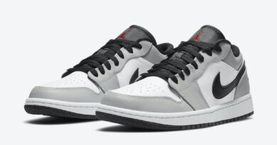 Pánské bílé šedé tenisky Air Jordan 1 Low Light Smoke Grey/Gym Red-White 553558-030 kožené nízké boty a obuv Jordan