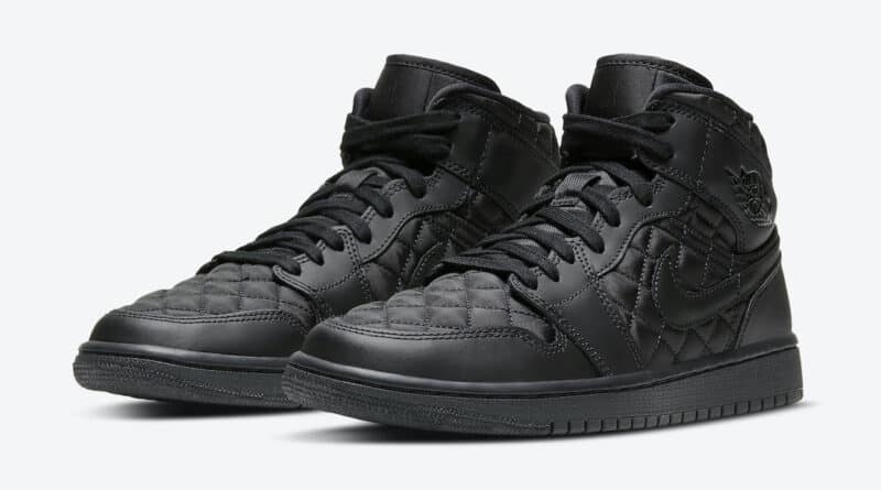 Pánské černé tenisky Air Jordan 1 Mid SE Black Quilted Black/Black-White DB6078-001 kožené a vysoké kotníkové boty a obuv Nike