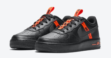 Dětské černé tenisky Nike Air Force 1 GS Low Black/Total Orange/Black CT4683-001 kožené nízké boty a obuv Nike AF1