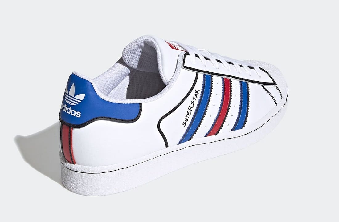 Pánské bílé tenisky a boty adidas Superstar Sharpie Cloud White/Blue-Core Black FY3116 kožené nízké botasky a obuv adidas