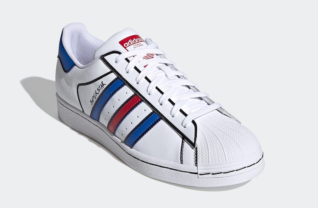Pánské bílé tenisky a boty adidas Superstar Sharpie Cloud White/Blue-Core Black FY3116 kožené nízké botasky a obuv adidas