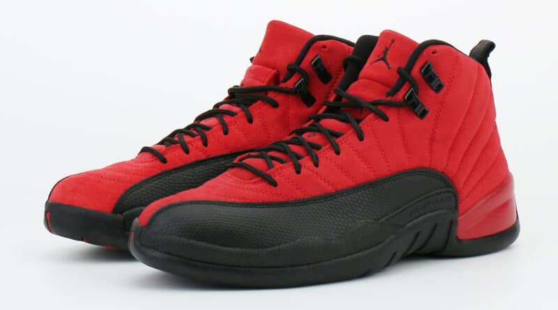 Pánské červené tenisky Air Jordan 12 Reverse Flu Game Varsity Red/Black CT8013-602 semišové a vysoké kotníkové boty a obuv Jordan