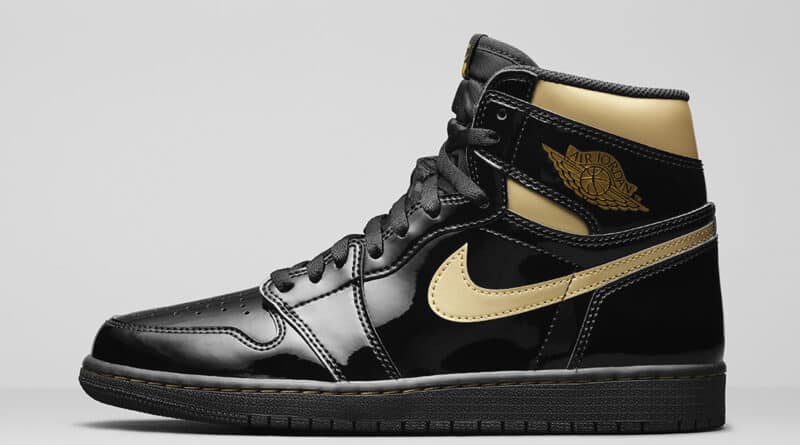 Pánské černé tenisky Air Jordan 1 High OG Black/Black-Metallic Gold 555088-032 kožené a vysoké kotníkové boty a obuv Jordan