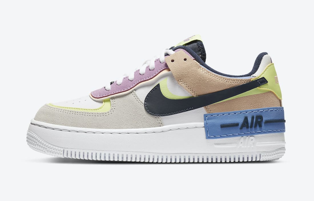 Pánské bílé tenisky Nike Air Force 1 Shadow Photon Dust/Royal Pulse-Barely Volt CU8591-001 kožené nízké boty a obuv Nike AF1