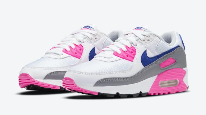 Dámské bílé tenisky a boty Nike Air Max 90 WMNS White/Vast Grey-Concord-Pink Blast CT1887-100 nízké sportovní botasky a obuv Nike