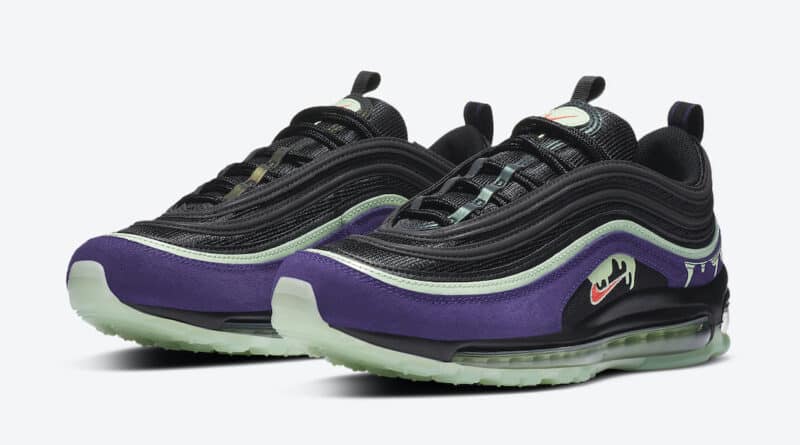 Pánské černé tenisky a boty Nike Air Max 97 Black/Red/Purple-Slime Green DC1500-001 nízké sportovní botasky a obuv Nike