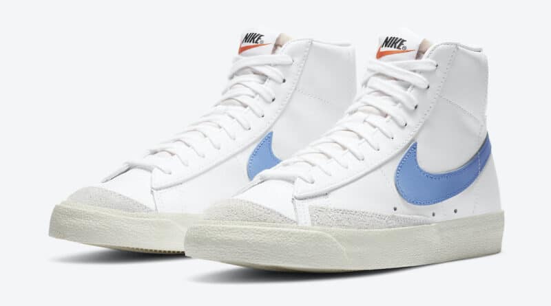 Pánské bílé tenisky Nike Blazer Mid 77 White/Royal Pulse-Hyper Crimson-Black CZ1055-111 kožené a vysoké kotníkové boty a obuv Nike