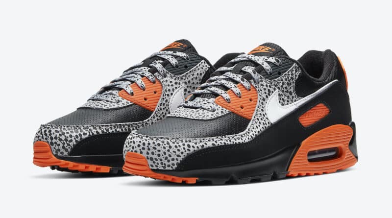 Pánské černé tenisky a boty Nike Air Max 90 Safari Black/Safety Orange-White DA5427-001 nízké sportovní botasky a obuv Nike