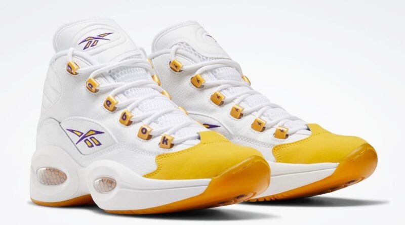 Pánské bílé tenisky Reebok Question Mid White/Purple/White-Yellow FX4278 kotníkové basketbalové boty a obuv Reebok