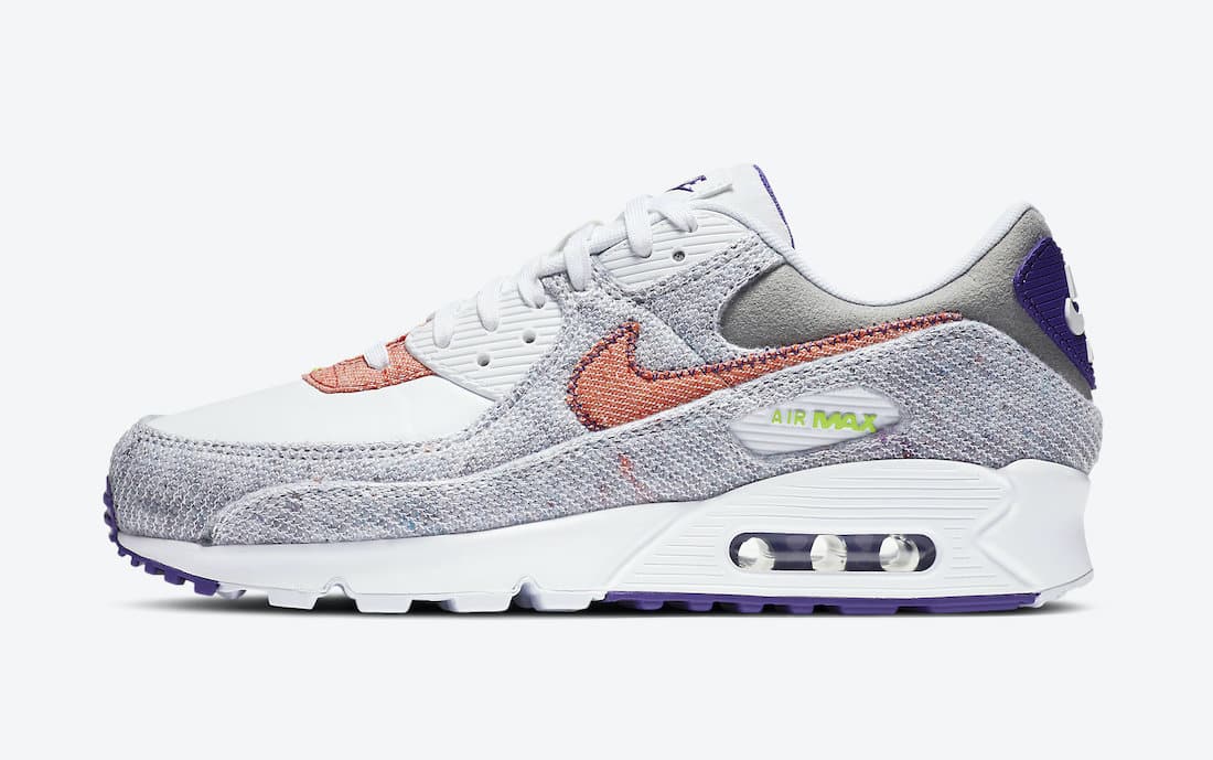 Pánské bílé tenisky a boty Nike Air Max 90 NRG White/Electric Green-Court Purple CT1684-100 nízké sportovní botasky a obuv Nike