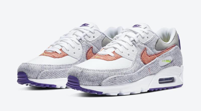 Pánské bílé tenisky a boty Nike Air Max 90 NRG White/Electric Green-Court Purple CT1684-100 nízké sportovní botasky a obuv Nike