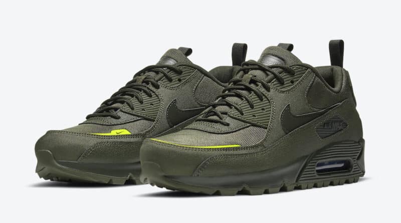 Pánské zelené tenisky a boty Nike Air Max 90 Surplus Cargo Khaki/Sequoia-Lemon Venom CQ7743-300 nízké sportovní botasky a obuv Nike