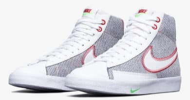 Pánské bílé šedé tenisky Nike Blazer Mid 77 Grey/White/Sport Red-Electric Green CW5838-022 vysoké kotníkové boty a obuv Nike