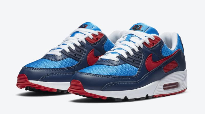 Pánské modré tenisky a boty Nike Air Max 90 Photo Blue/University Red CT1687-400 nízké sportovní botasky a obuv Nike